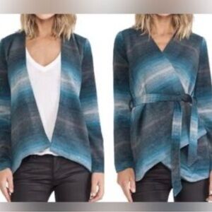 BB Dakota Jack‎ Blanket Blue Grey Wool Blend Cardigan Wrap Sweater Size XS